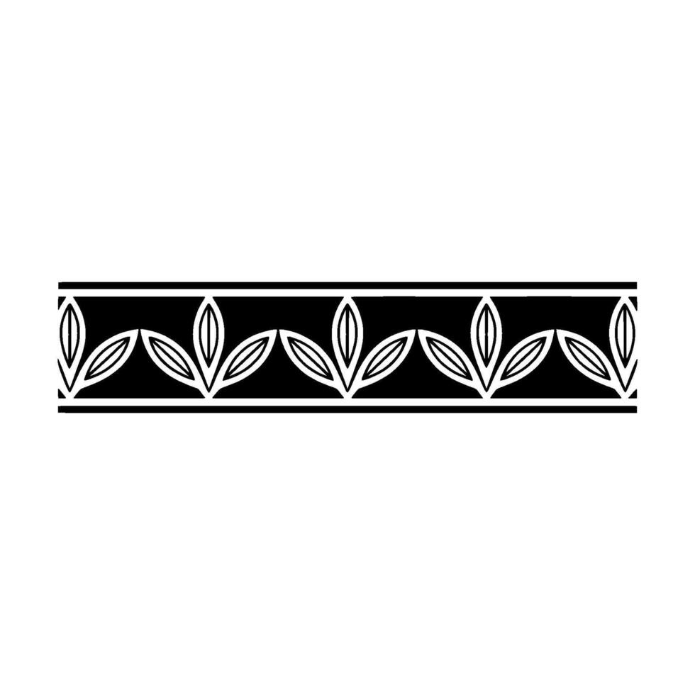 Ornamental Black White Leaf Border On White Background vector