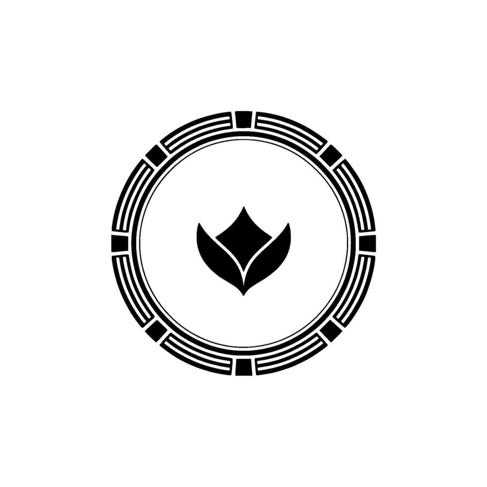 Minimalist Black Flower In Circle, Geometric, Elegant Branding vector