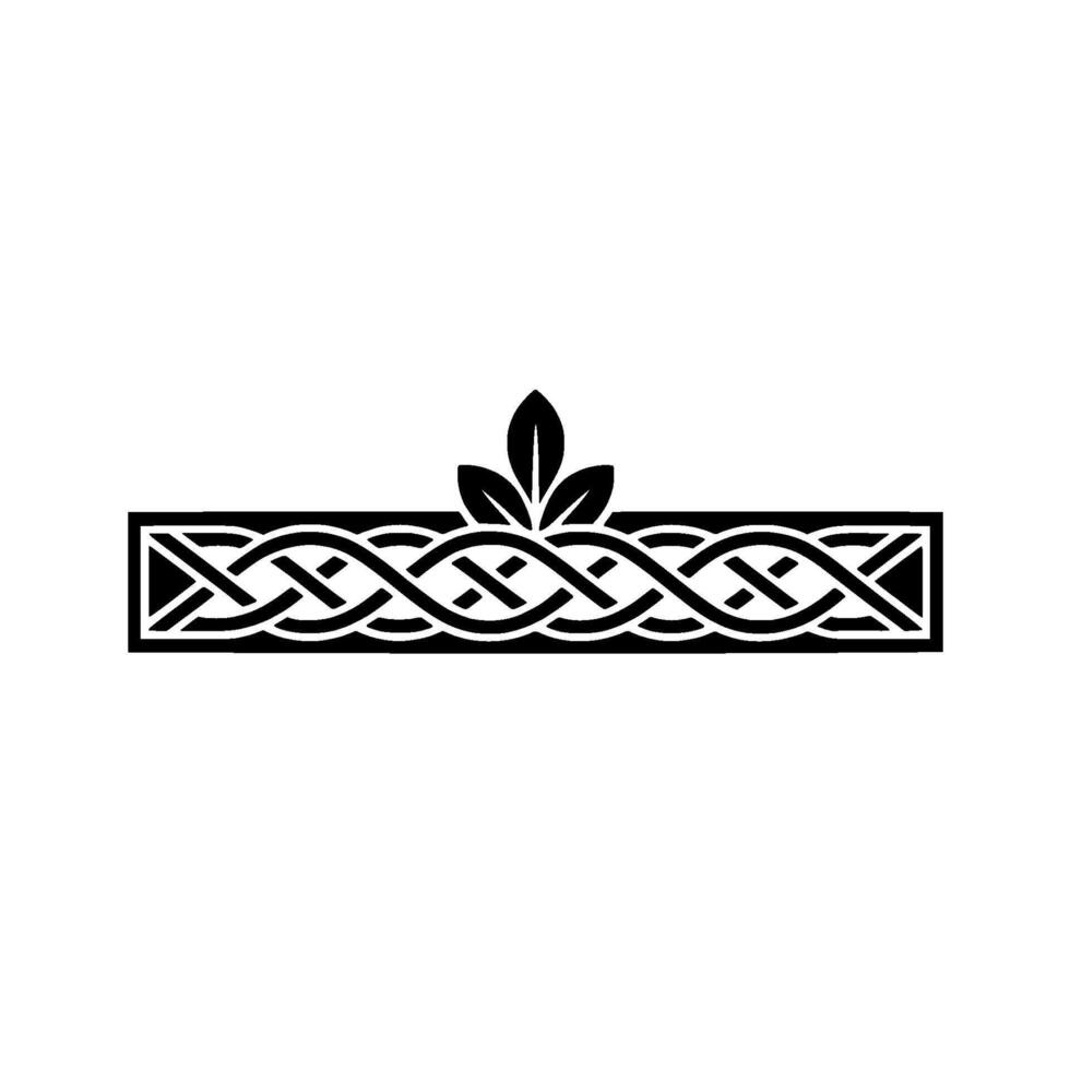 Celtic Knotwork With Leaves Elegant Decorative Border vector