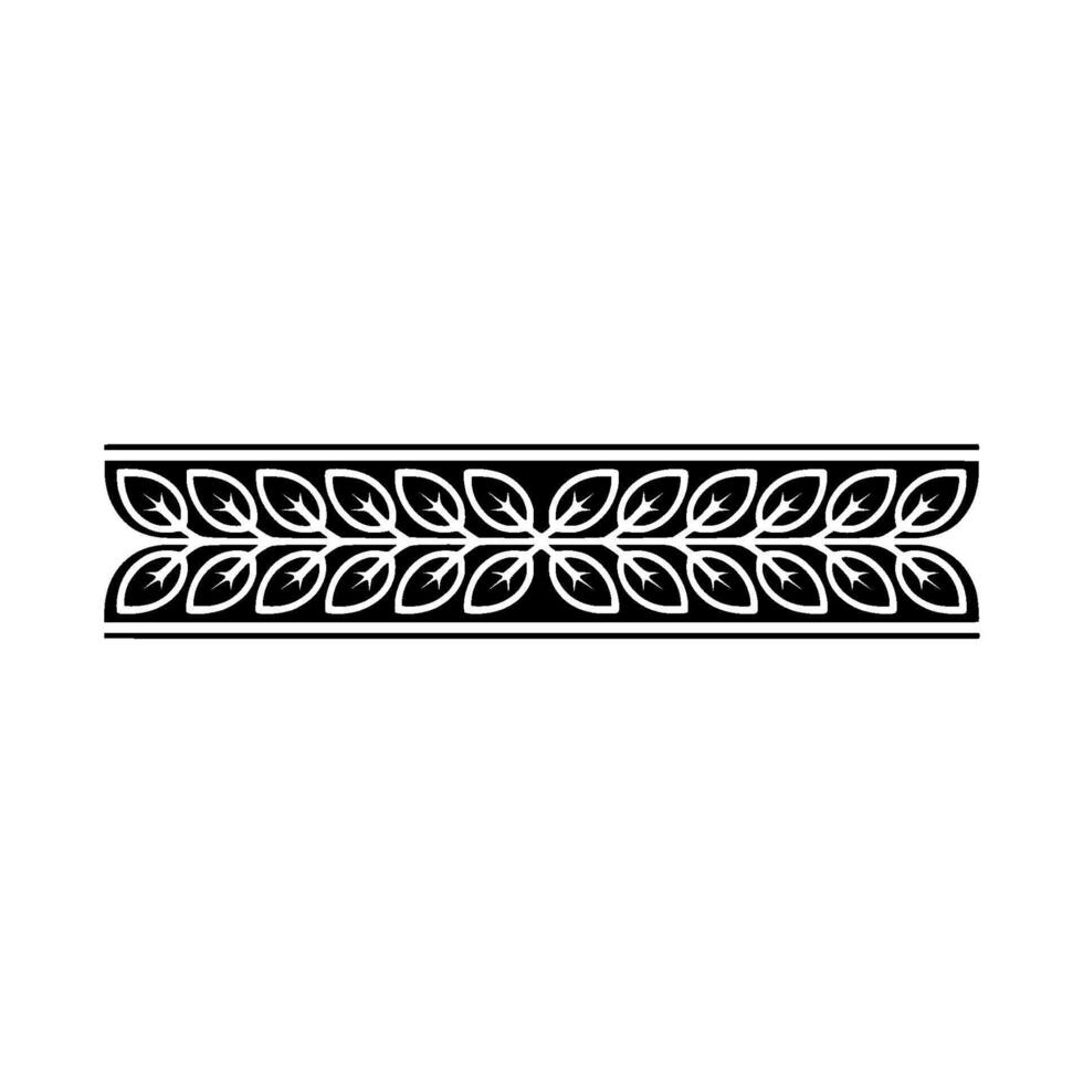Elegant Leaf Border Decorative Black White Element vector