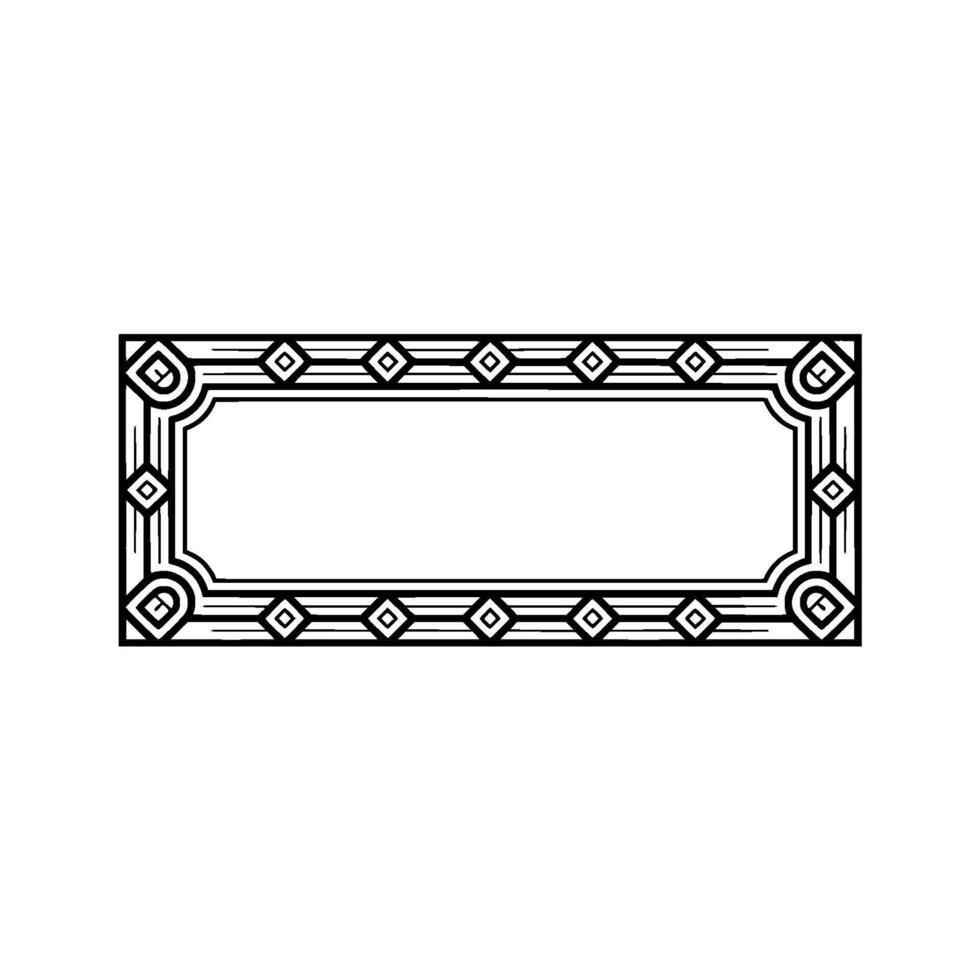 Art Deco Rectangular Frame, Black White Decorative vector