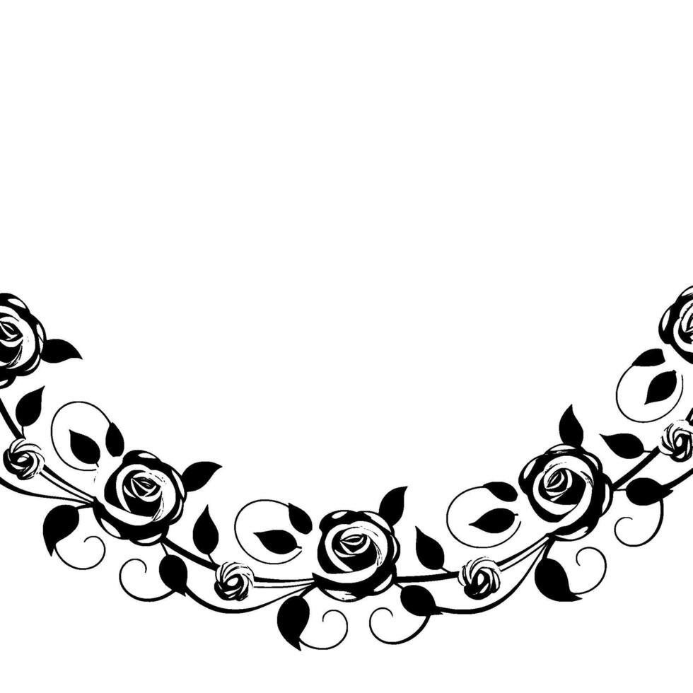 Elegant Black White Rose Garland Frame vector