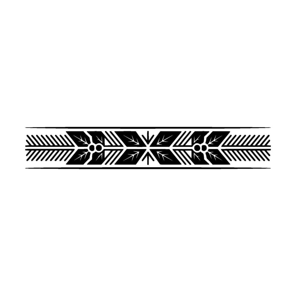 Geometric Holly Border, Black And Red Elements On White vector