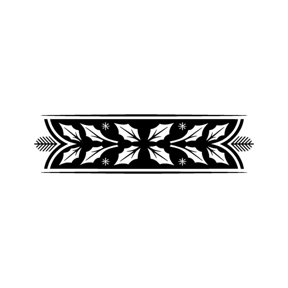 Elegant Christmas Border Holly And Snowflake Ornament On White vector