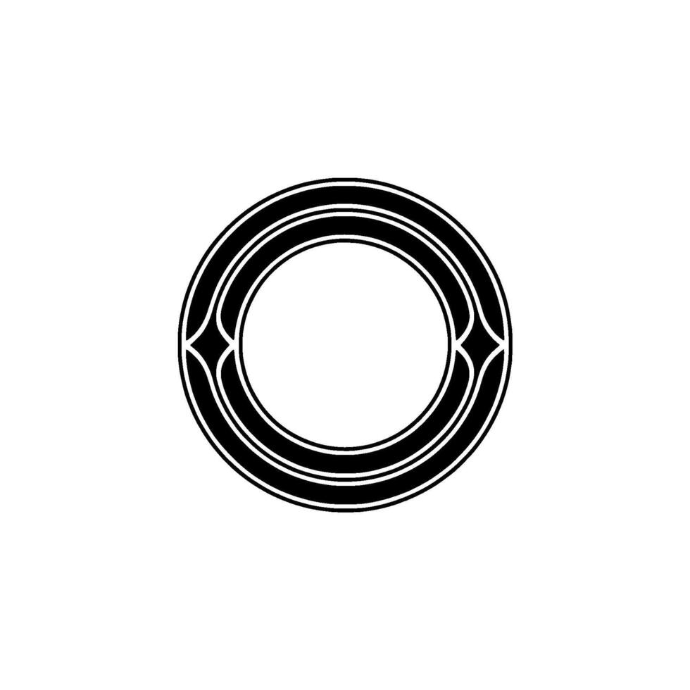 Elegant Black Circle With Diamond Accents On White Background vector