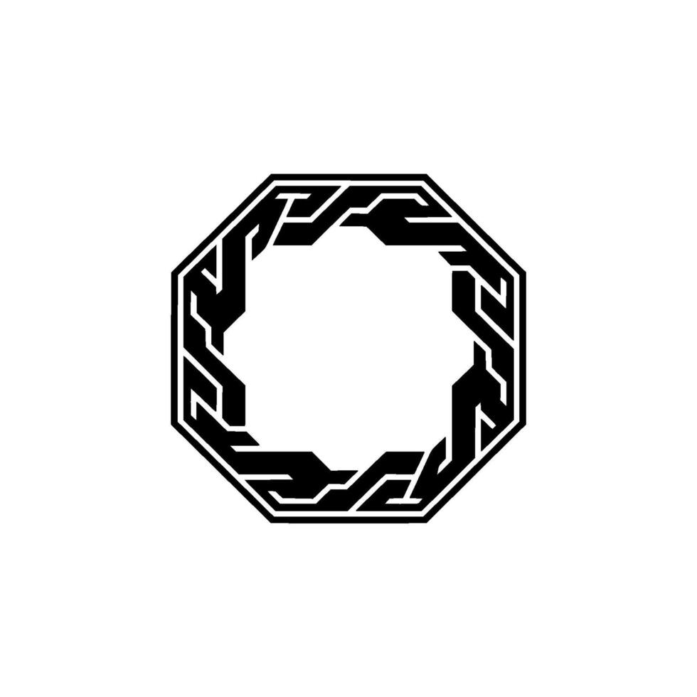 Geometric Tech Octagon Frame Modern Circuitry On White vector