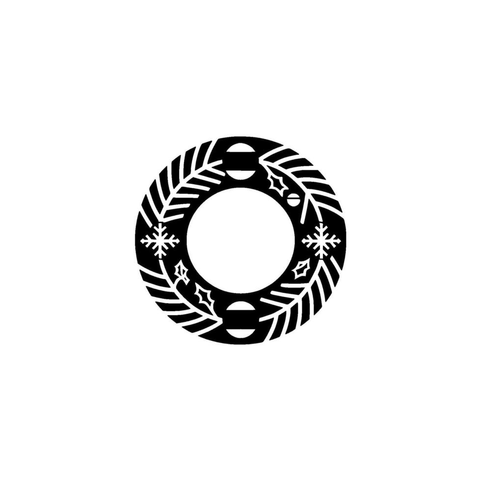Minimalist Black White Christmas Wreath Illustration vector