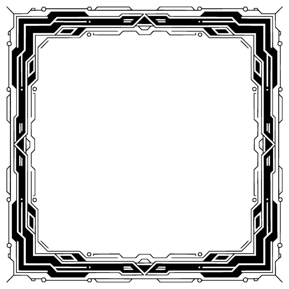 Futuristic Tech Frame With Geometric Details Square Border vector