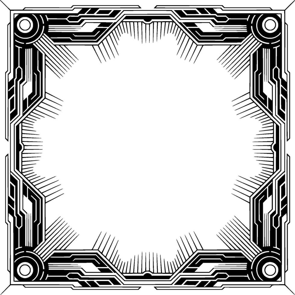 Art Deco Frame With Geometric Black And White Border vector