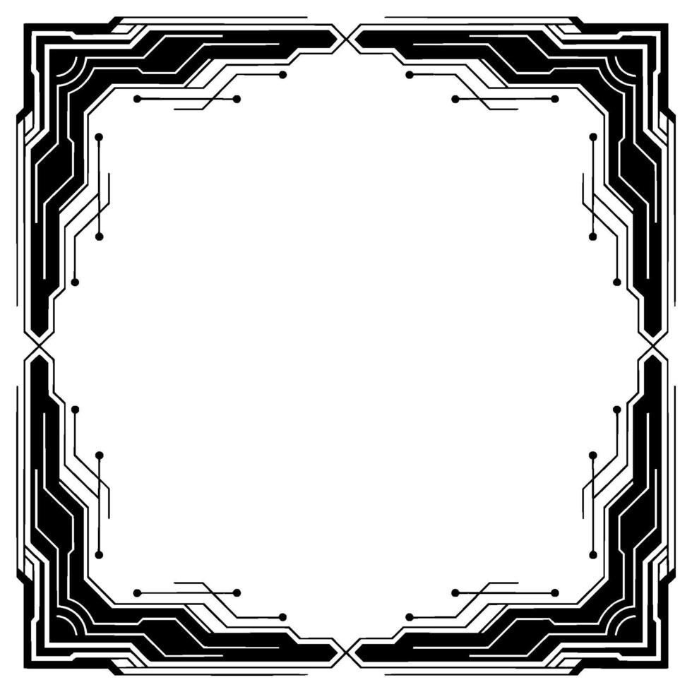 Futuristic Circuit Board Frame, Black And White vector