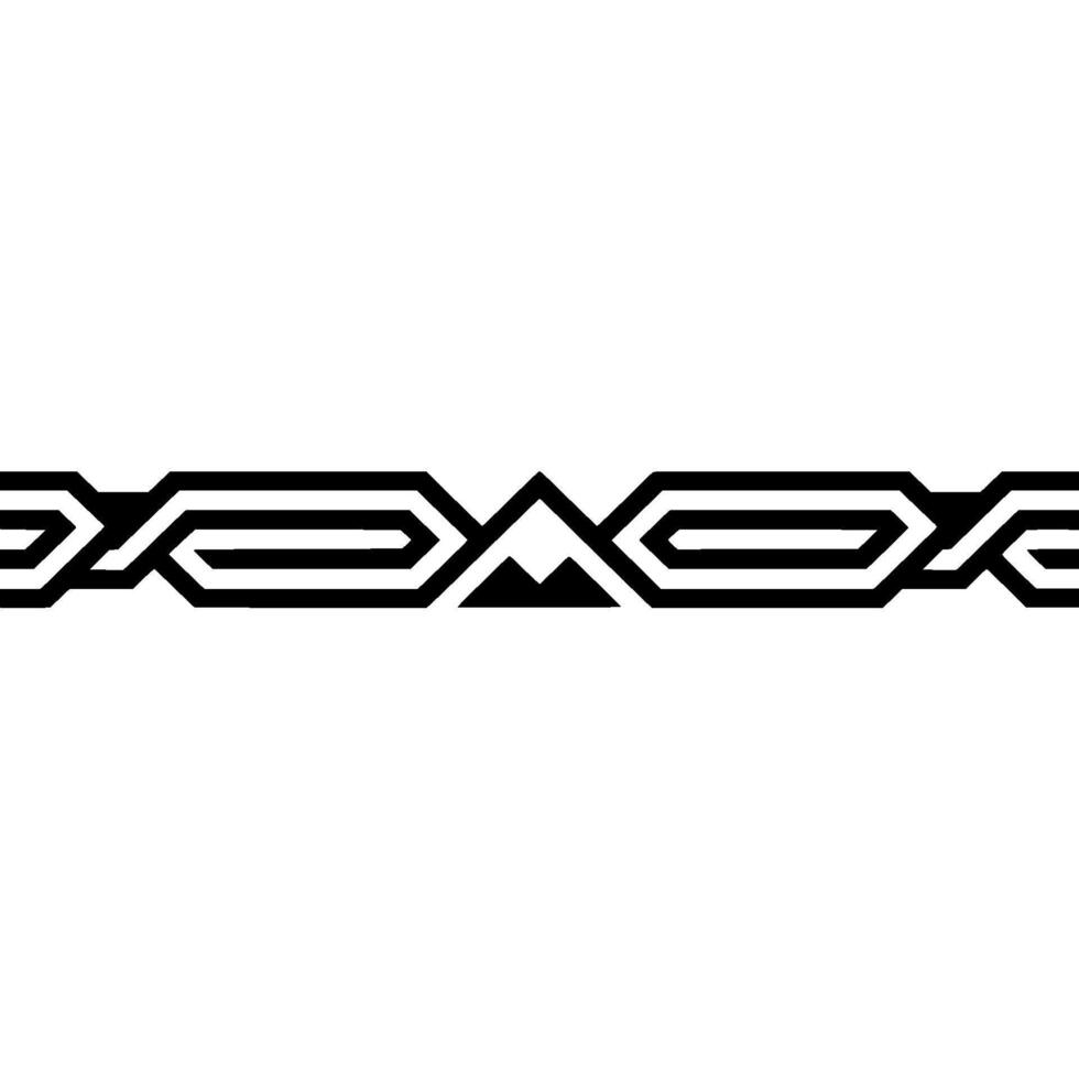 Geometric Border With Mountain Motif, Black White, Minimalist vector