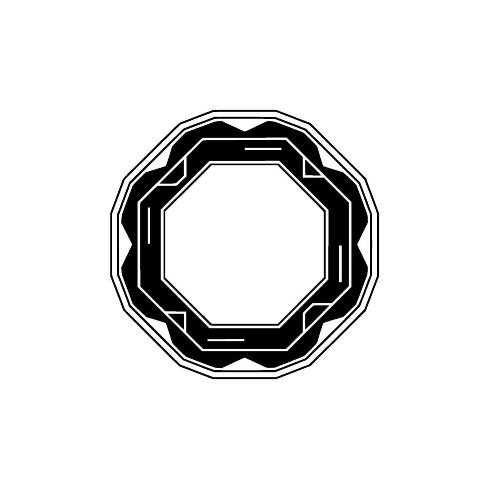 Geometric Black Frame On White Background, Minimalist - Octagon vector