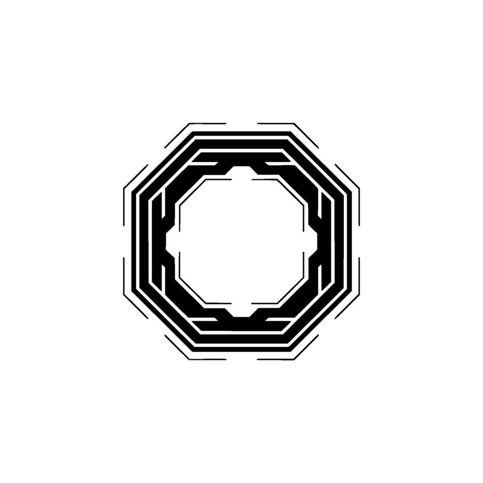Futuristic Tech Octagon Element Black And White, Minimalist vector