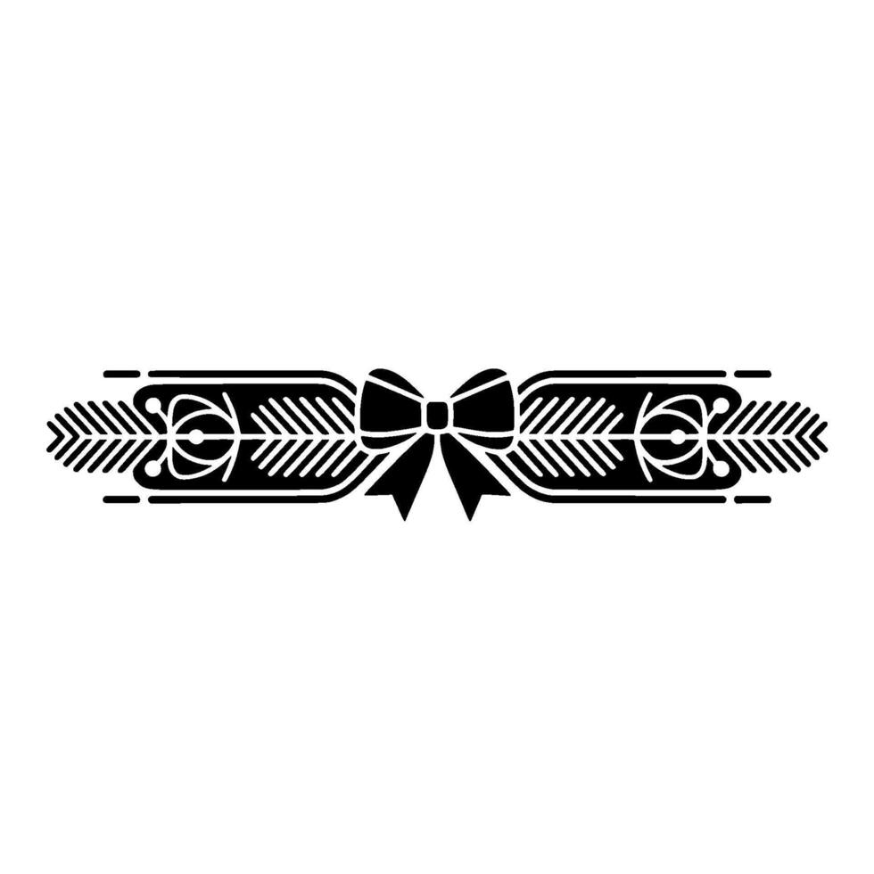 Elegant Black White Bow Foliage Border, Minimalist vector