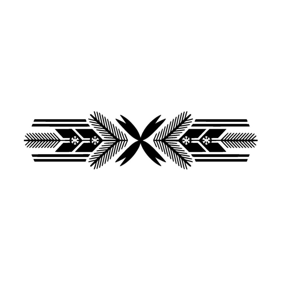 Minimalist Winter Border Ornament, Black And White, Snowflake Motif vector