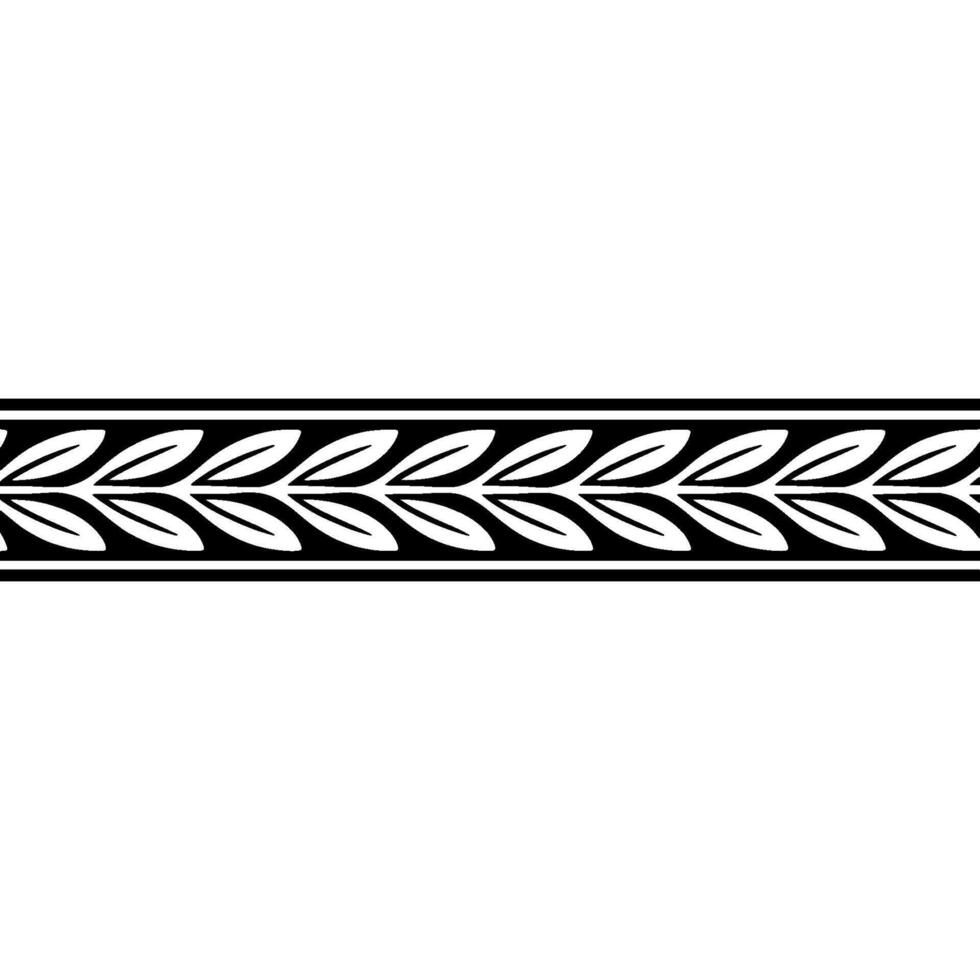 Elegant Black And White Laurel Leaf Border, Decorative vector