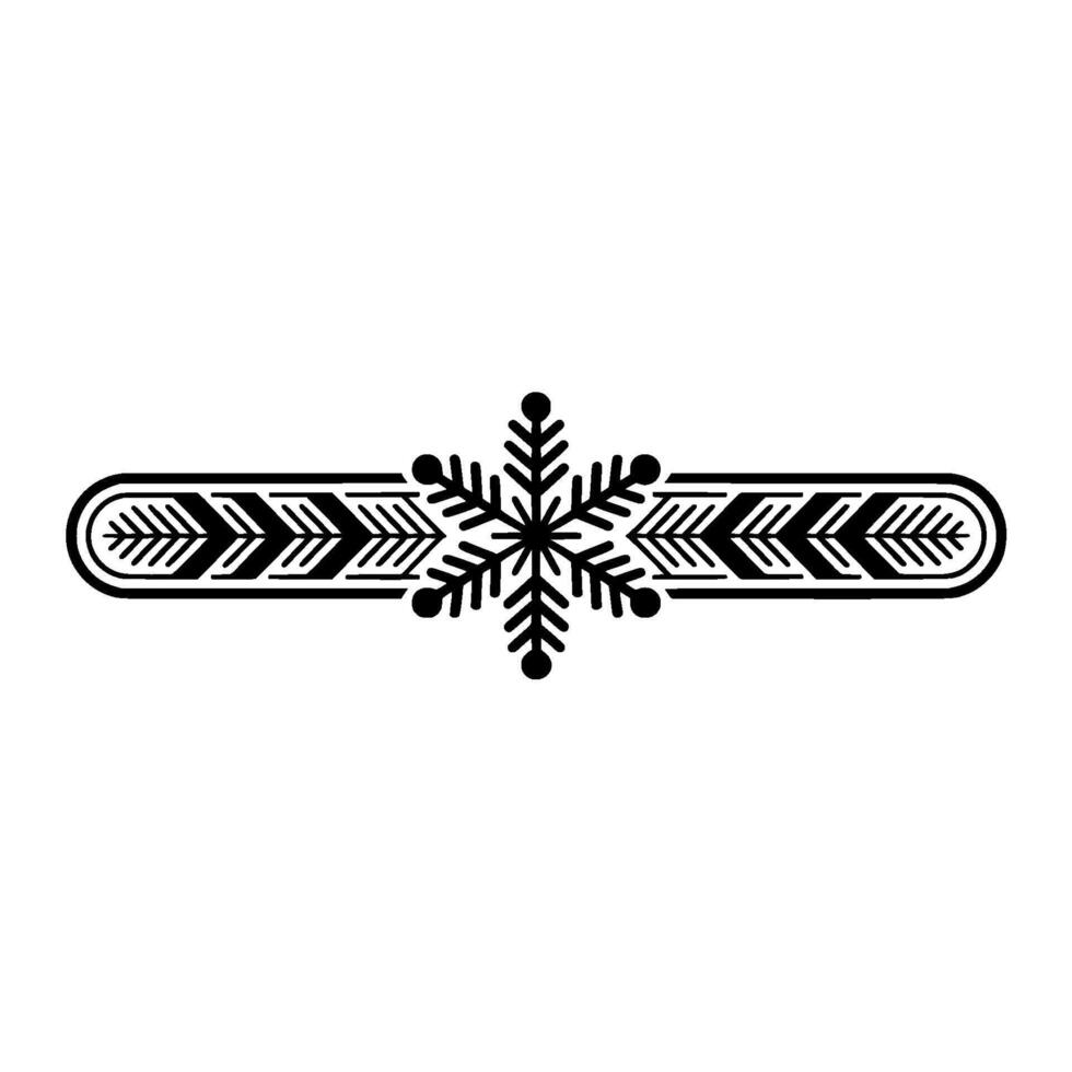 Minimalist Snowflake Arrow Ornament Black White vector