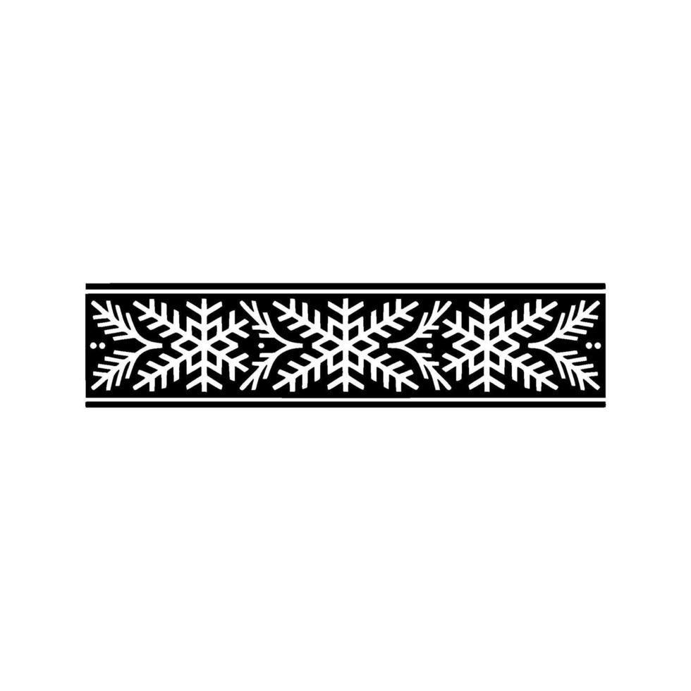 Winter Snowflake Pattern Border, Black And White vector