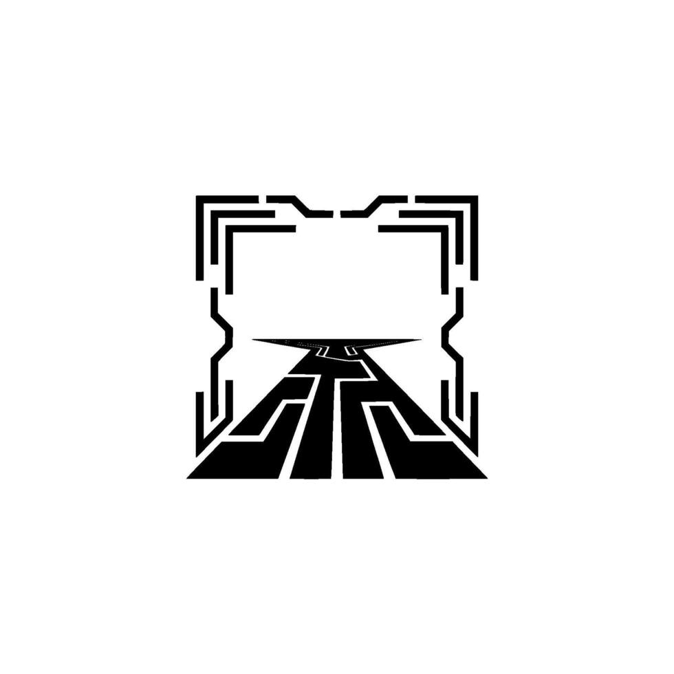 Abstract Roadway With Geometric Frame Modern vector