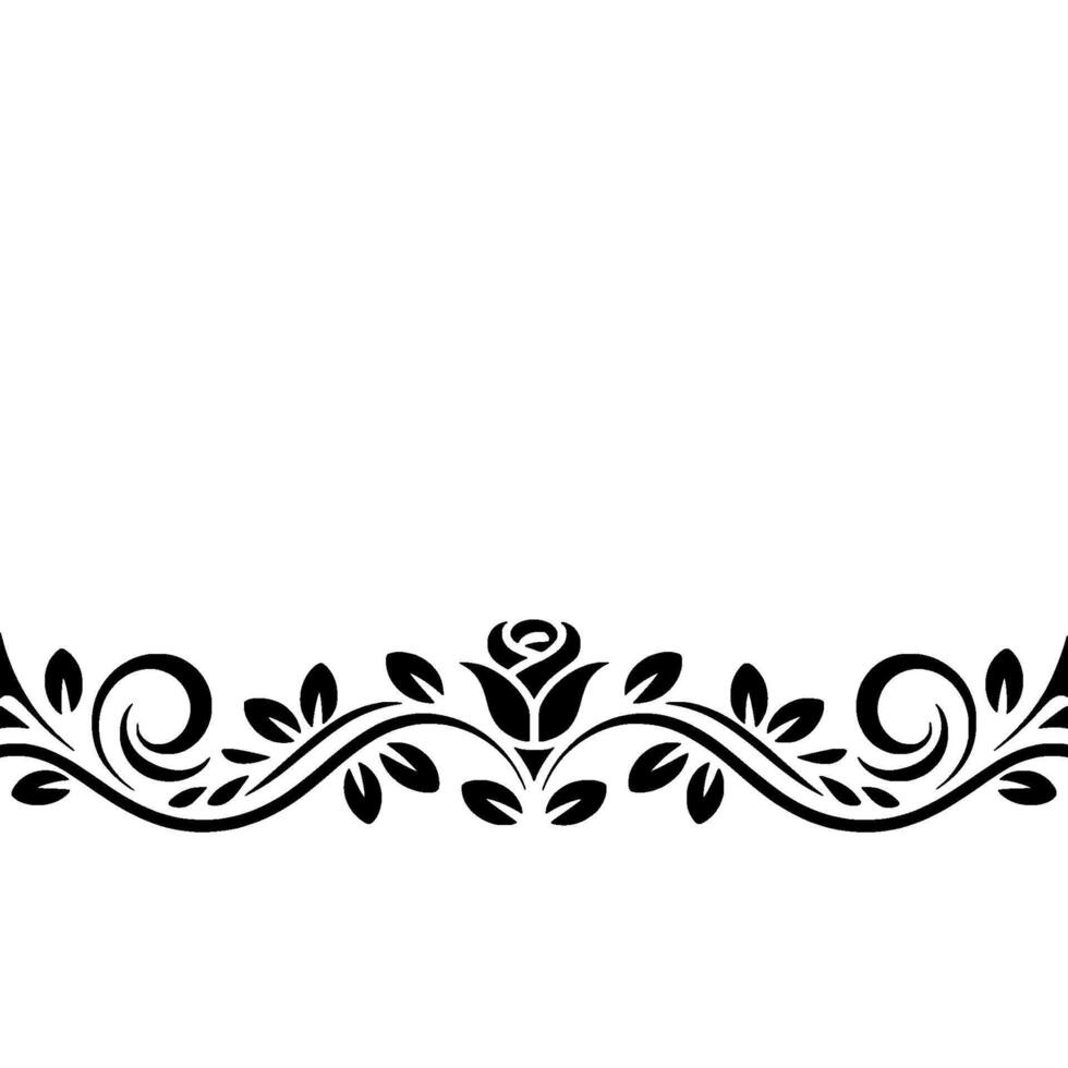Elegant Black Floral Border On Cream Background - Flower vector