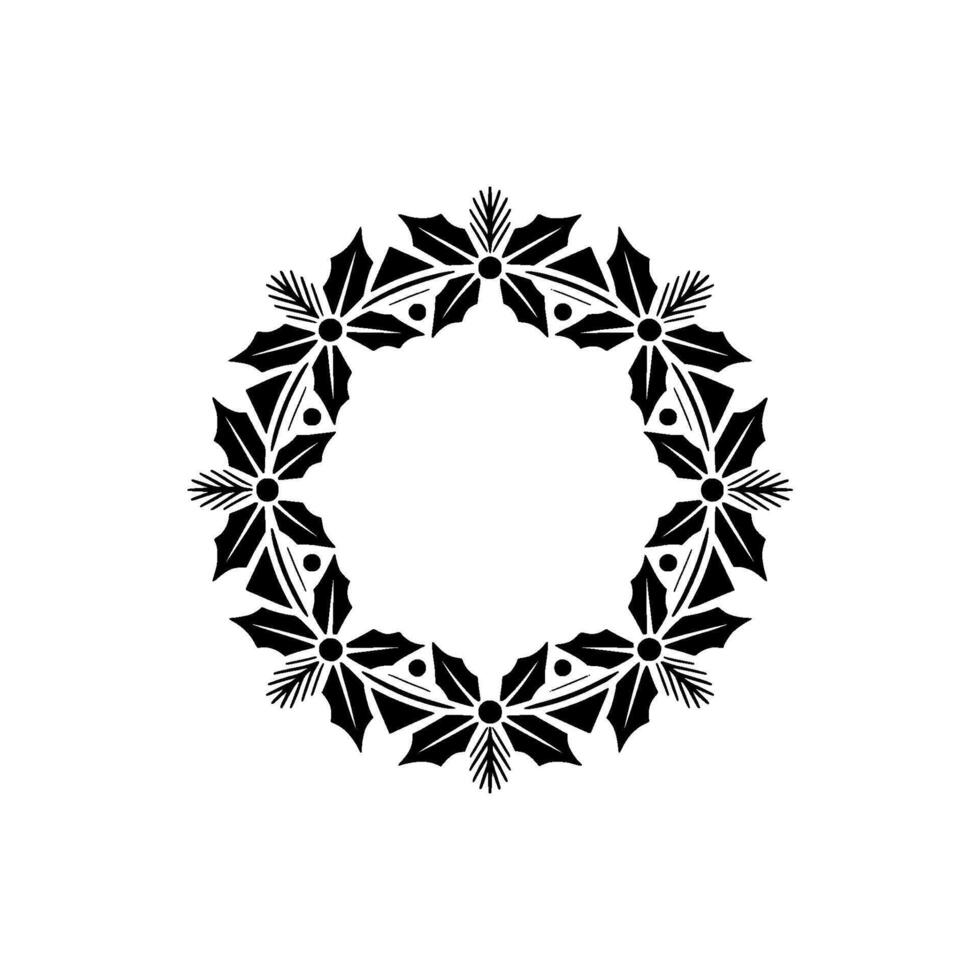 Elegant Black White Floral Wreath Element vector