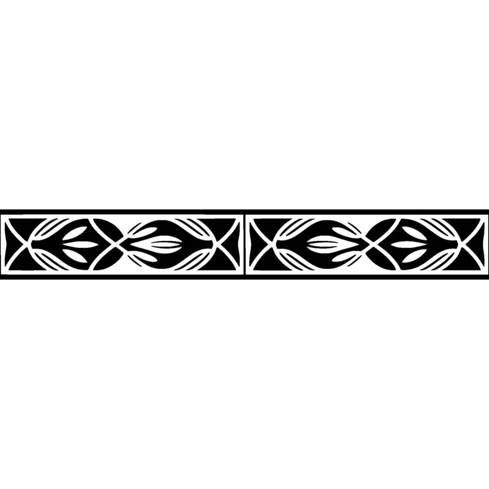 Decorative Floral Border Pattern, Black White, Repeating vector