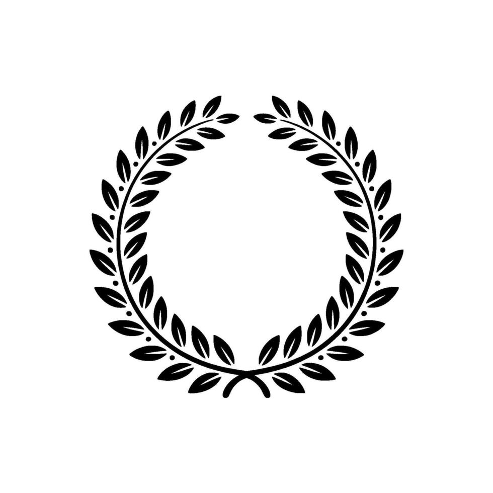Classic Black Laurel Wreath On White Background vector