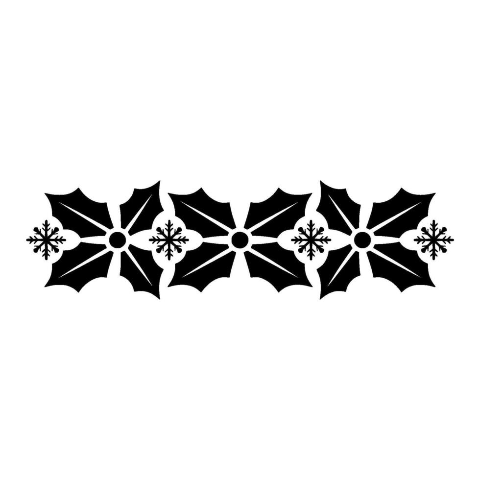 Minimalist Black Holly And Snowflake Border vector