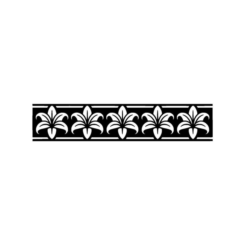 Elegant Floral Border Pattern In Black And White, Minimalist vector