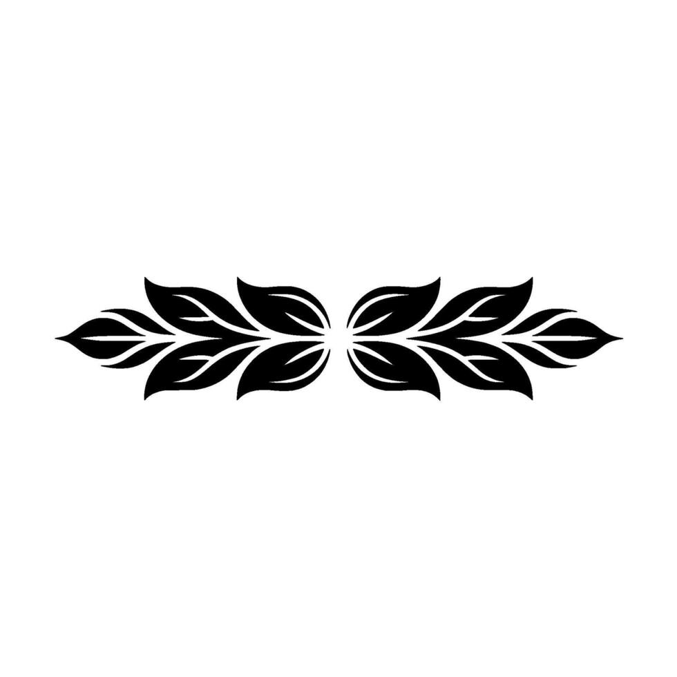 Symmetrical Black Leaf Border, Minimalist On White Background vector