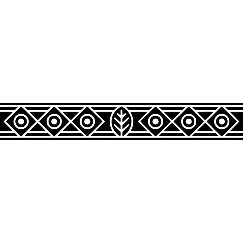 Geometric Border With Leaf Motif, Black White, Decorative Element vector