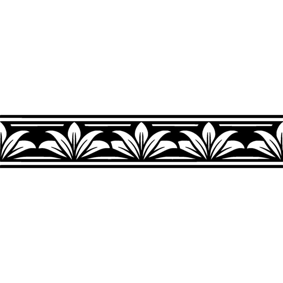 Elegant Floral Border Black And White Leaf Pattern, Decorative vector