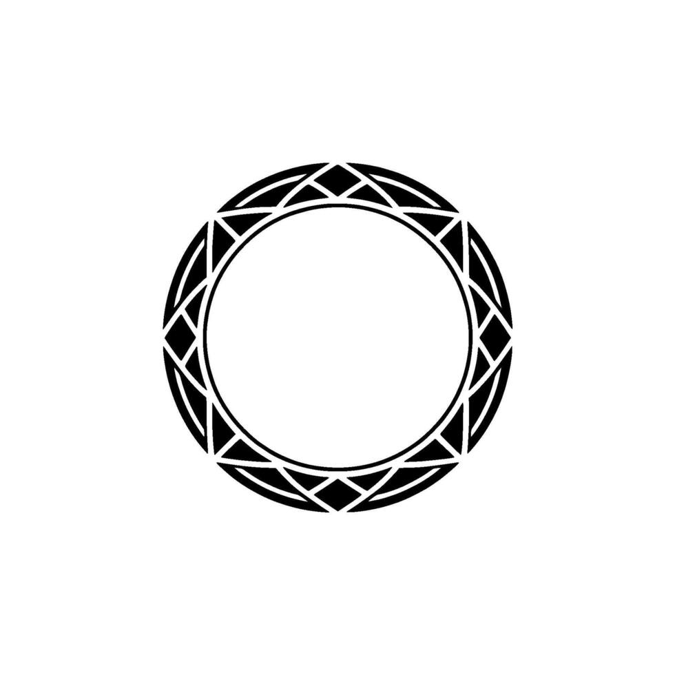 Geometric Circle Ornament In Black And White, Decorative Element vector