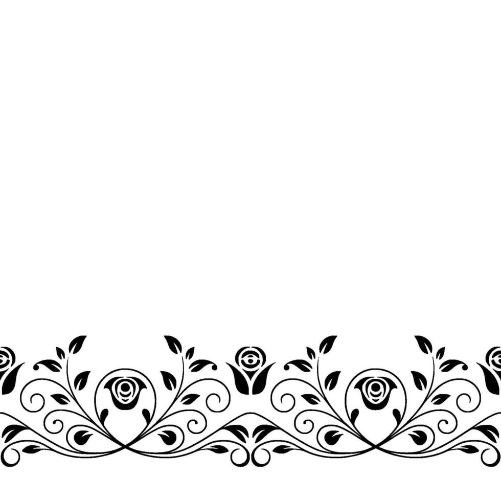 Elegant Floral Border Black White, Decorative vector