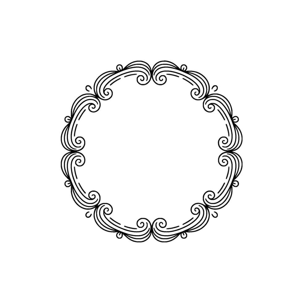Elegant Circular Line Art Frame On White Background vector