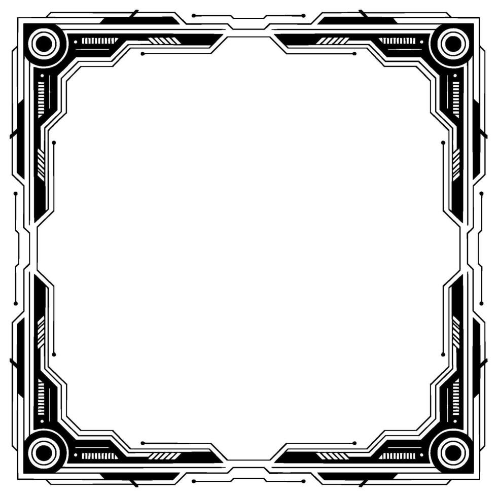 Futuristic Tech Frame, Minimalist Black White For Uiux Elements vector