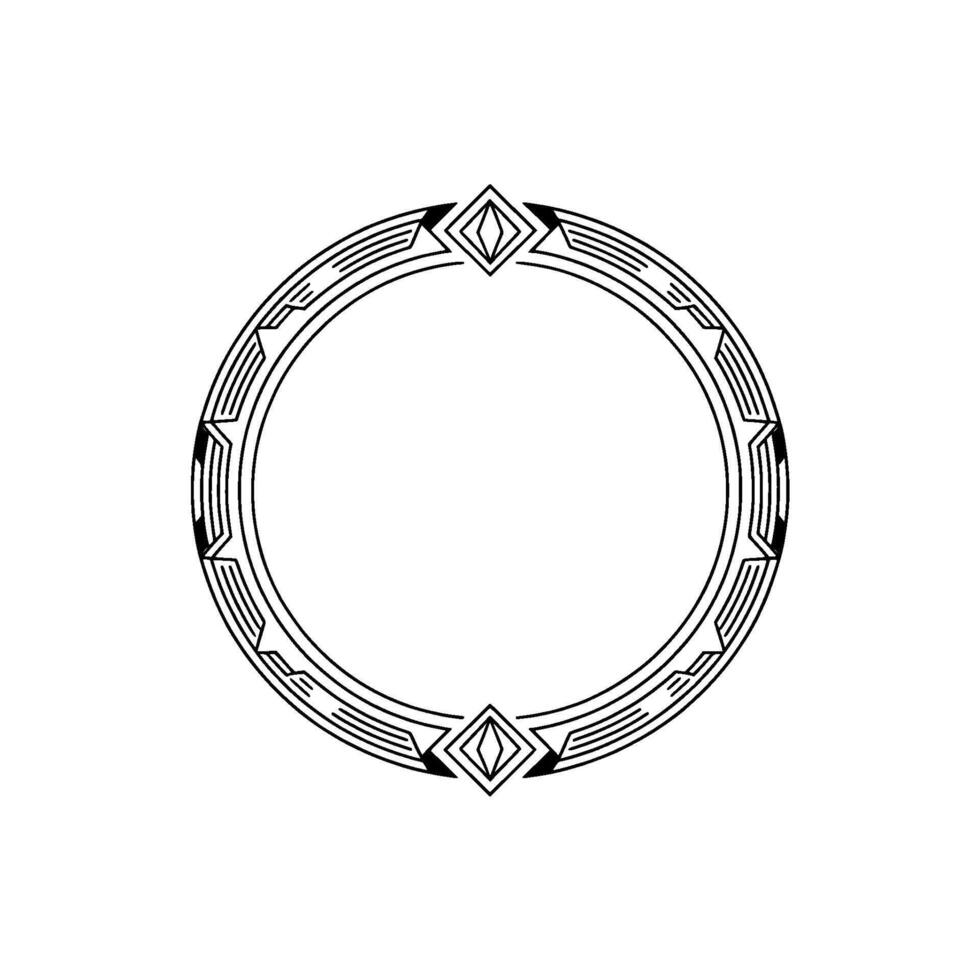 Art Deco Circle Frame, Geometric, Decorative Element vector