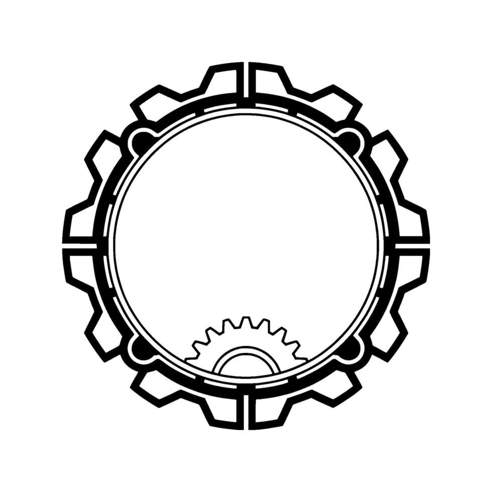 Geometric Gear Frame, Modern Industrial Illustration vector