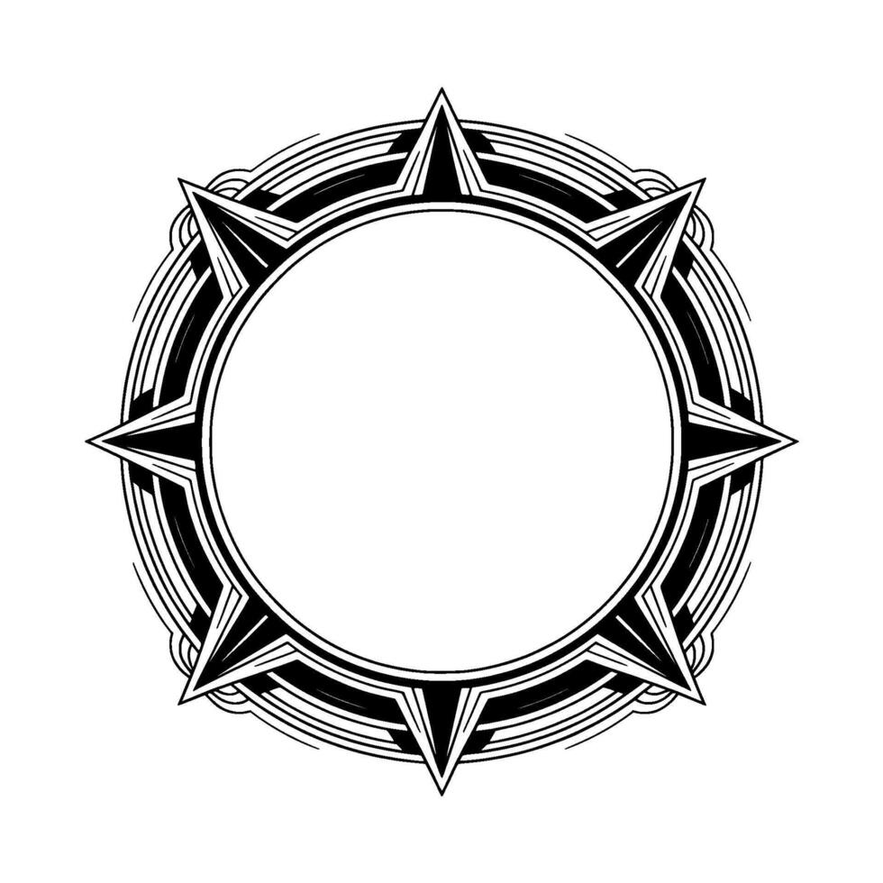 Art Deco Starburst Frame, Black White Circular Ornament vector