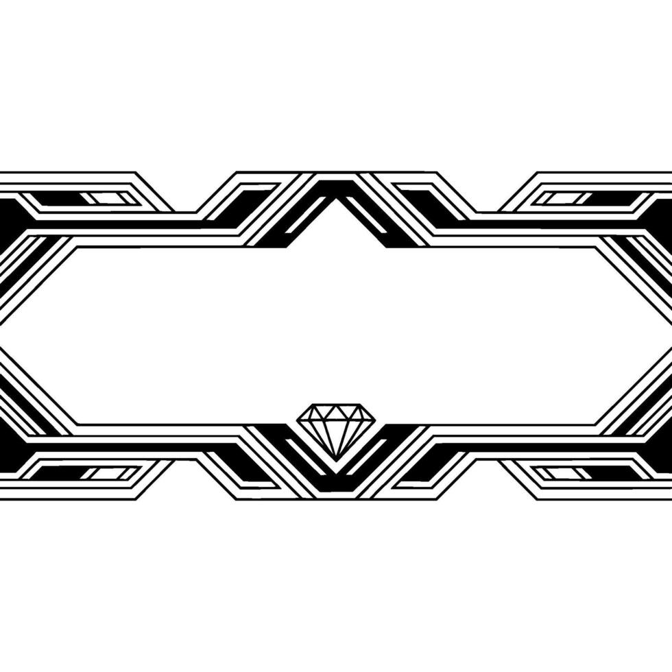 Art Deco Diamond Frame, Geometric Border, Elegant Elements vector