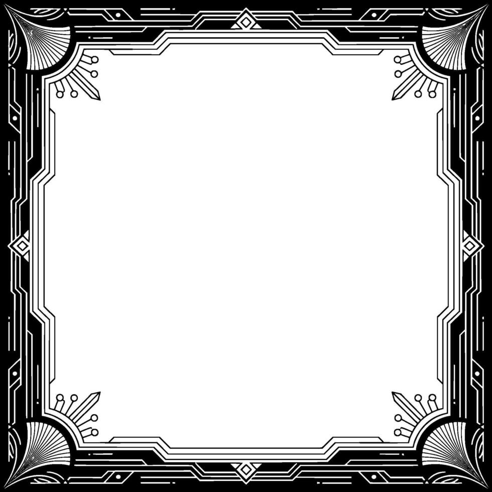 Art Deco Frame, Geometric, Elegant Border, Black White Element vector