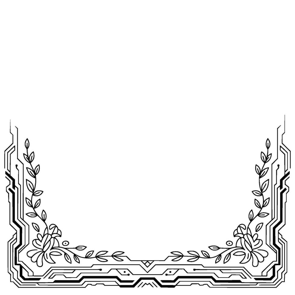 Geometric Botanical Frame Futuristic Floral Border For Elements vector