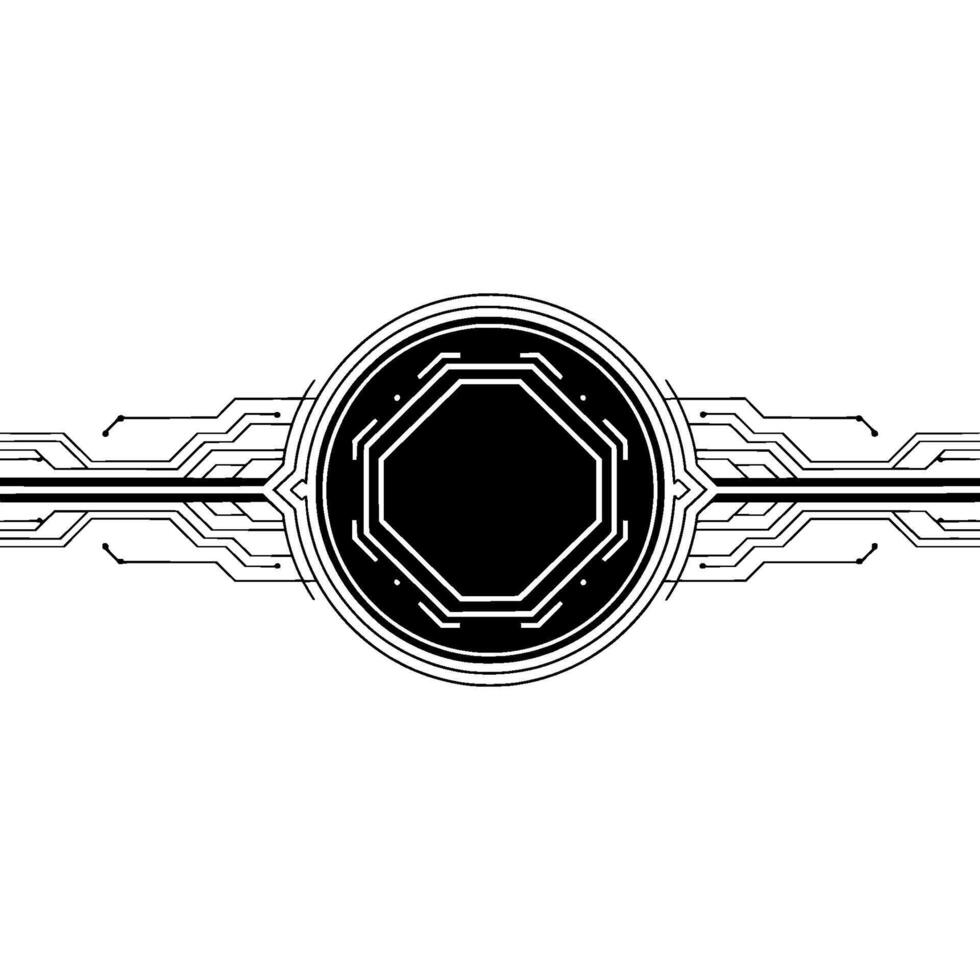 Tech Interface With Circuitry Elements, Minimalist, Abstract Digital Concept vector