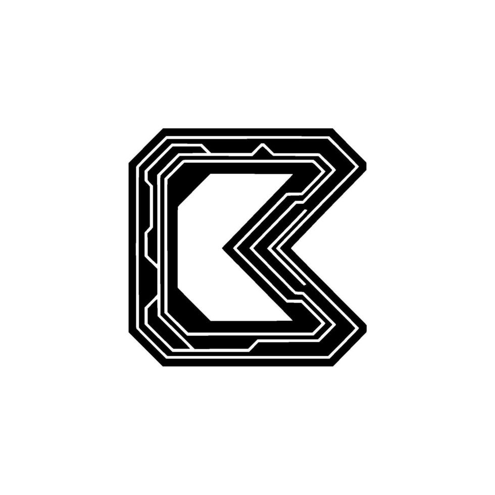 Futuristic Circuitry Letter K Tech, Cyberpunk, Digital vector