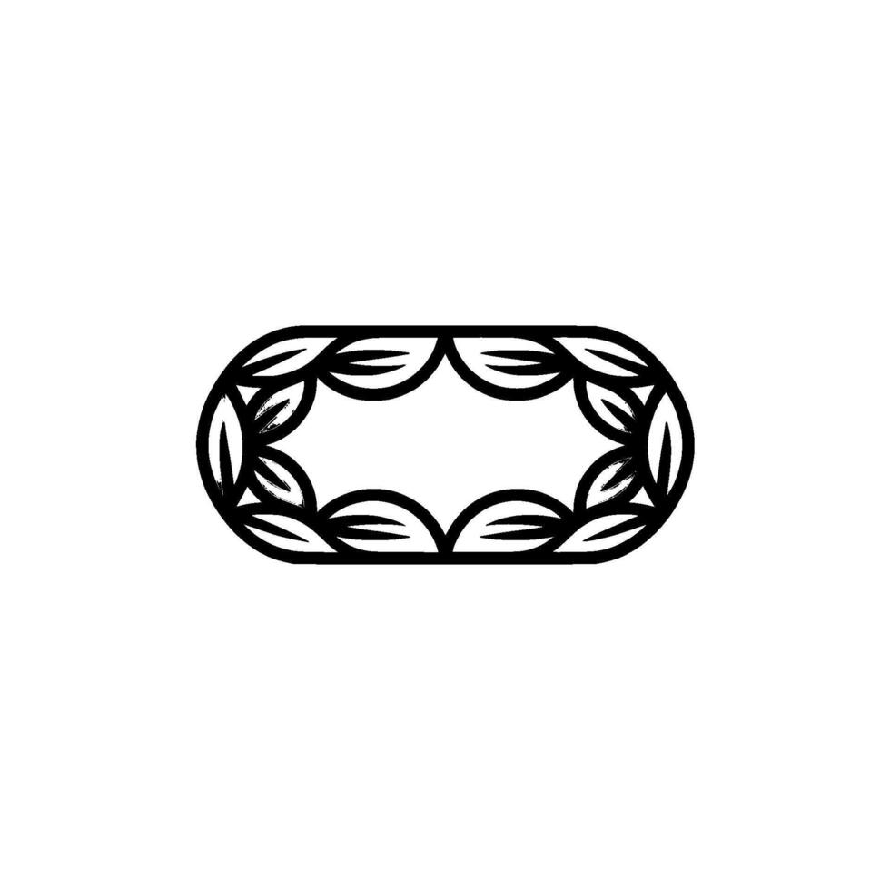 Elegant Oval Frame With Floral Elements On Neutral Background vector