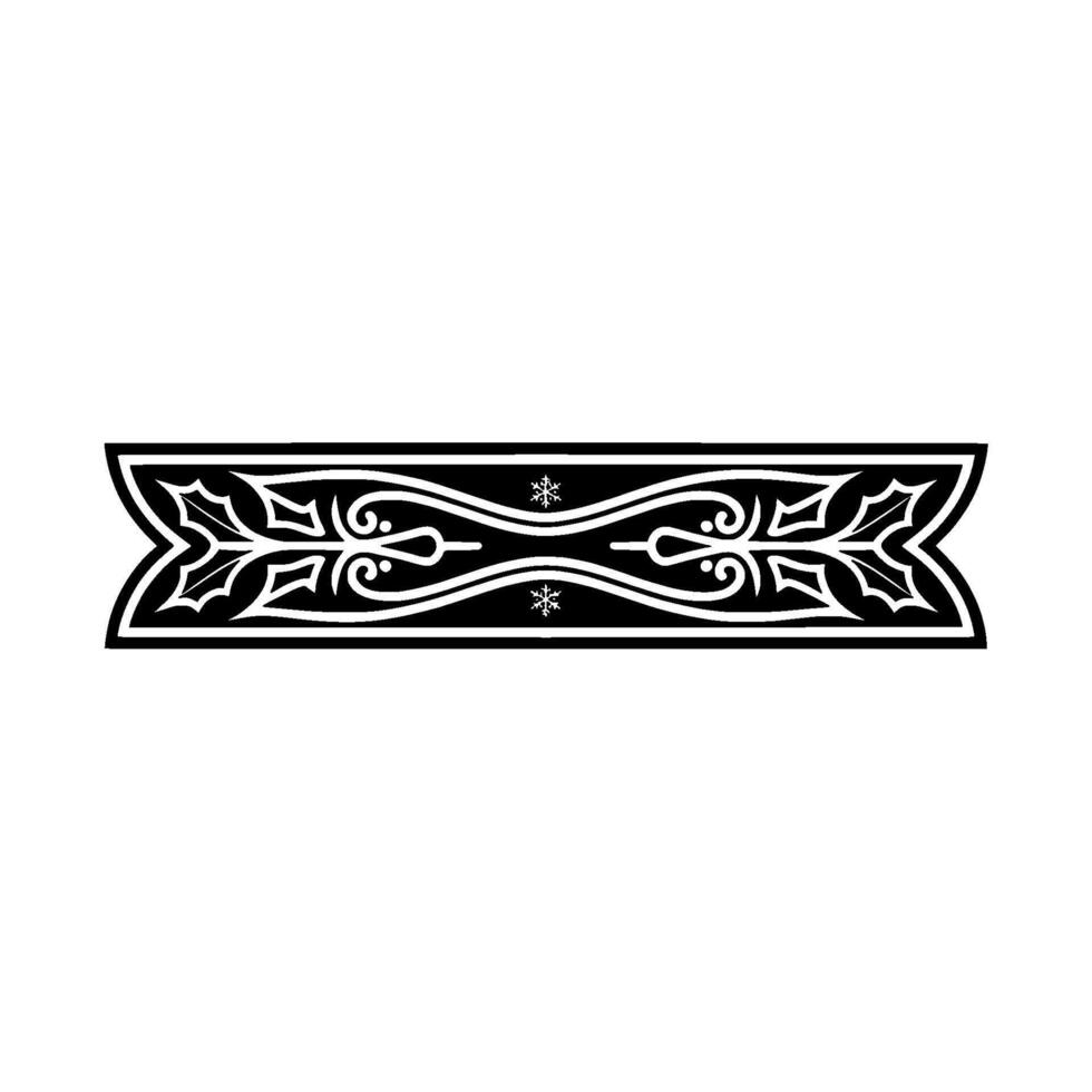 Black White Winter Ribbon Border With Holly Snowflakes vector