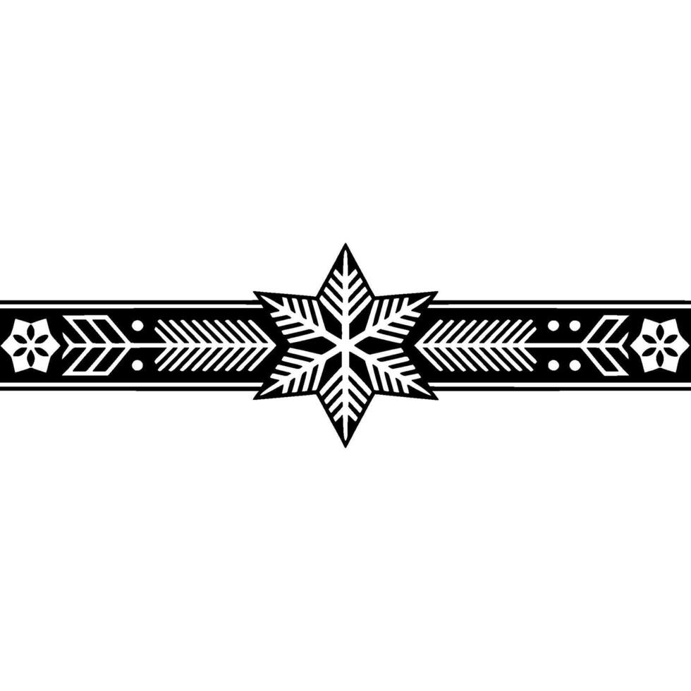 Geometric Snowflake Border In Black And White, Decorative vector