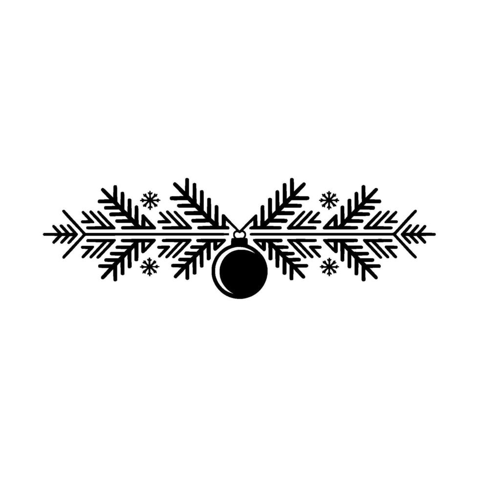 Minimalist Christmas Ornament Pine Branch On White vector