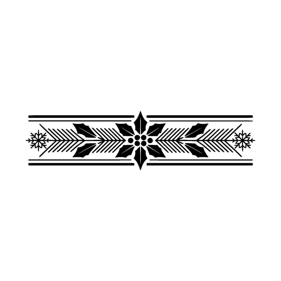 Minimalist Christmas Border Holly Snowflake vector