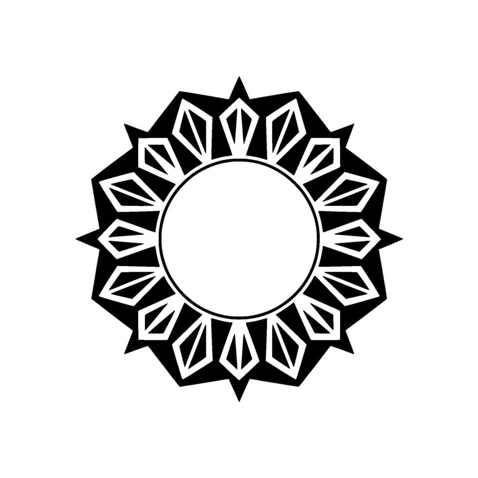 Geometric Mandala With Blank Circle Space Black White Abstract vector
